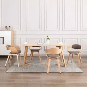 Esszimmerstühle 4 Elemente aus gebogenem Holz und taupegrauem Stoff von , Essstühle - Ref: Foro24-3054822, Preis: 515,53 €, R...