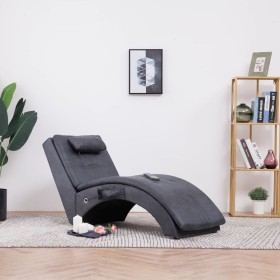 Diván de masaje con almohada de piel de ante artificial gris