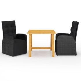 3-teiliges Garten-Esszimmerset schwarz von , Gartensets - Ref: Foro24-3068713, Preis: 446,48 €, Rabatt: %