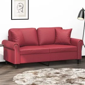 2-seater sofa with red synthetic leather cushions 140 cm by , Sofas - Ref: Foro24-3200933, Price: 238,68 €, Discount: %