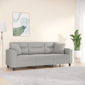 3-seater sofa with light gray microfiber fabric cushions, 180 cm by , Sofas - Ref: Foro24-3200978, Price: 347,29 €, Discount: %