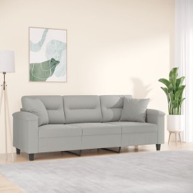 3-Sitzer-Sofa mit Kissen aus hellgrauem Mikrofasergewebe 180 cm von , Sofas - Ref: Foro24-3200978, Preis: 353,43 €, Rabatt: %