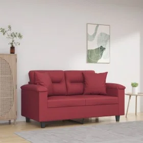 2-seater sofa with red tint synthetic leather cushions, 120 cm. by , Sofas - Ref: Foro24-3200986, Price: 249,07 €, Discount: %