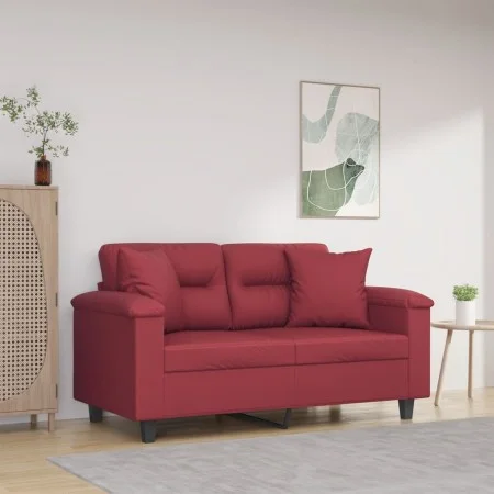 2-seater sofa with red tint synthetic leather cushions, 120 cm. by , Sofas - Ref: Foro24-3200986, Price: 249,07 €, Discount: %