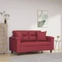 2-seater sofa with red tint synthetic leather cushions, 120 cm. by , Sofas - Ref: Foro24-3200986, Price: 249,07 €, Discount: %