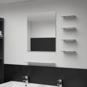 Espejo de pared con 5 estantes plateado 50x60 cm