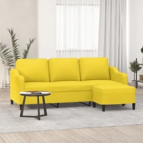 3-Sitzer-Sofa mit hellgelbem Stoffhocker 180 cm von , Sofas - Ref: Foro24-3201140, Preis: 265,98 €, Rabatt: %