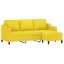3-seater sofa with light yellow fabric ottoman, 180 cm by , Sofas - Ref: Foro24-3201140, Price: 265,98 €, Discount: %