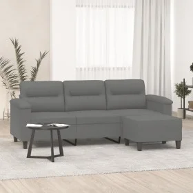 3-seater sofa and dark gray microfiber fabric footstool, 180 cm by , Sofas - Ref: Foro24-3201233, Price: 360,06 €, Discount: %