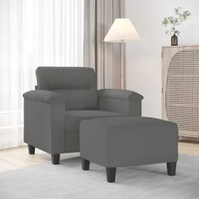 Sessel mit Hocker dunkelgrauer Mikrofaserstoff 60 cm von , Sofas - Ref: Foro24-3201227, Preis: 210,14 €, Rabatt: %