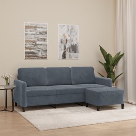 3-Sitzer-Sofa mit dunkelgrauem Samthocker 180 cm von , Sofas - Ref: Foro24-3201175, Preis: 308,93 €, Rabatt: %