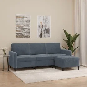 3-Sitzer-Sofa mit dunkelgrauem Samthocker 180 cm von , Sofas - Ref: Foro24-3201175, Preis: 306,74 €, Rabatt: %