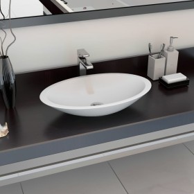 Lavabo 59,3x35,1x10,7 cm resina mineral/mármol blanco de vidaXL, Lavabos - Ref: Foro24-144069, Precio: 111,25 €, Descuento: %
