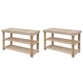 Zapatero 2 en 1 con banco 2 uds madera maciza de vidaXL, Zapateros y organizadores de calzado - Ref: Foro24-276040, Precio: 8...