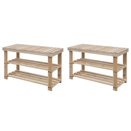 2-in-1 shoemaker with bench, 2 units solid wood by vidaXL, Shoe racks and shoe organizers - Ref: Foro24-276040, Price: 84,16 ...