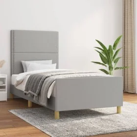 Light gray fabric bed frame with headboard 80x200 cm by , Beds and slatted bases - Ref: Foro24-3124928, Price: 119,55 €, Disc...