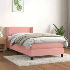 Box spring bed with pink velvet mattress 90x200 cm by , Beds and slatted bases - Ref: Foro24-3130882, Price: 291,97 €, Discou...
