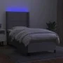 Boxspringbettmatratze und LED-Leuchten aus hellgrauem Stoff 80x200 cm von , Betten und Lattenroste - Ref: Foro24-3138189, Pre...