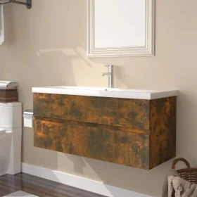 Badmöbel mit Waschbecken, Sperrholz, geräucherte Eiche von , Badezimmerwaschtische - Ref: Foro24-3152885, Preis: 287,19 €, Ra...