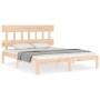 Bed frame with solid wood headboard 160x200 cm by , Beds and slatted bases - Ref: Foro24-3193606, Price: 130,28 €, Discount: %