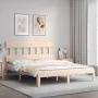 Bed frame with solid wood headboard 160x200 cm by , Beds and slatted bases - Ref: Foro24-3193606, Price: 128,66 €, Discount: %