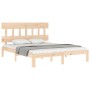 Bed frame with solid wood headboard 160x200 cm by , Beds and slatted bases - Ref: Foro24-3193606, Price: 130,28 €, Discount: %