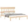 Bed frame with solid wood headboard 160x200 cm by , Beds and slatted bases - Ref: Foro24-3193606, Price: 128,66 €, Discount: %
