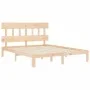 Bed frame with solid wood headboard 160x200 cm by , Beds and slatted bases - Ref: Foro24-3193606, Price: 128,66 €, Discount: %