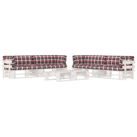 Muebles de palés 6 pzas y cojines madera pino impregnada blanco de , Conjuntos de jardín - Ref: Foro24-3067009, Precio: 710,25 €