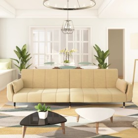 2-Sitzer-Schlafsofa mit zwei cremefarbenen Samtkissen von , Sofas - Ref: Foro24-337591, Preis: 304,36 €, Rabatt: %