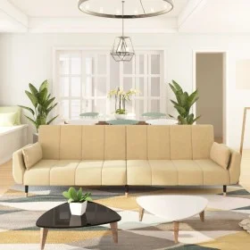 2-Sitzer-Schlafsofa mit zwei cremefarbenen Samtkissen von , Sofas - Ref: Foro24-337591, Preis: 299,09 €, Rabatt: %
