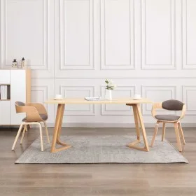 Esszimmerstühle 2 Einheiten aus gebogenem Holz und taupegrauem Stoff von , Essstühle - Ref: Foro24-287390, Preis: 259,22 €, R...