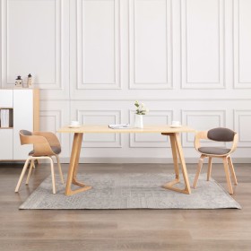 Esszimmerstühle 2 Einheiten aus gebogenem Holz und taupegrauem Stoff von , Essstühle - Ref: Foro24-287390, Preis: 263,16 €, R...
