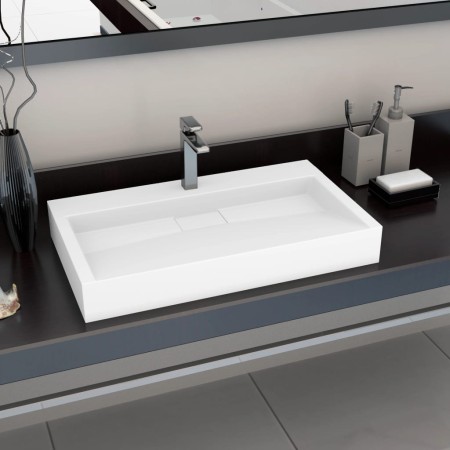 Sink 80x46x11 cm mineral resin/white marble by vidaXL, Sinks - Ref: Foro24-144065, Price: 193,29 €, Discount: %