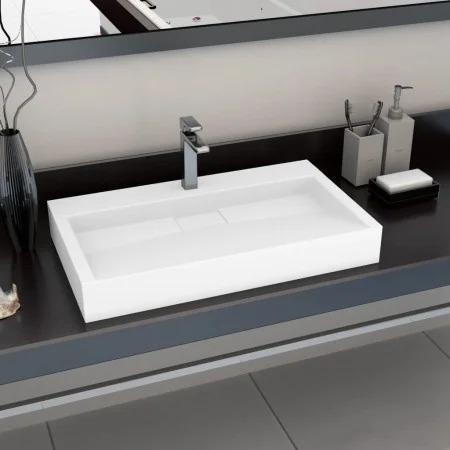 Sink 80x46x11 cm mineral resin/white marble by vidaXL, Sinks - Ref: Foro24-144065, Price: 247,59 €, Discount: %