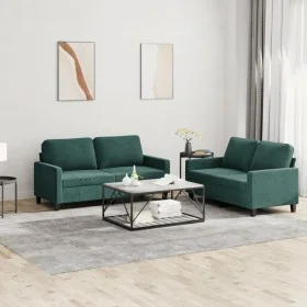 2-piece dark green velvet sofa set with cushions by , Sofas - Ref: Foro24-3201498, Price: 463,53 €, Discount: %