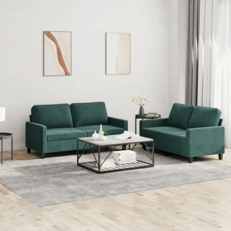 Sofagarnitur mit 2 Stück dunkelgrünen Samtkissen von , Sofas - Ref: Foro24-3201498, Preis: 463,53 €, Rabatt: %