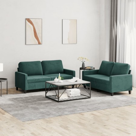 Sofagarnitur mit 2 Stück dunkelgrünen Samtkissen von , Sofas - Ref: Foro24-3201498, Preis: 478,85 €, Rabatt: %