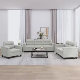 3-piece sofa set with light gray microfiber fabric cushions by , Sofas - Ref: Foro24-3202291, Price: 840,70 €, Discount: %