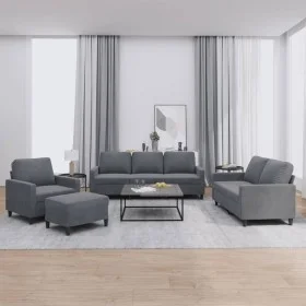 Set of sofas with 4 dark gray velvet cushions by , Sofas - Ref: Foro24-3201487, Price: 672,97 €, Discount: %