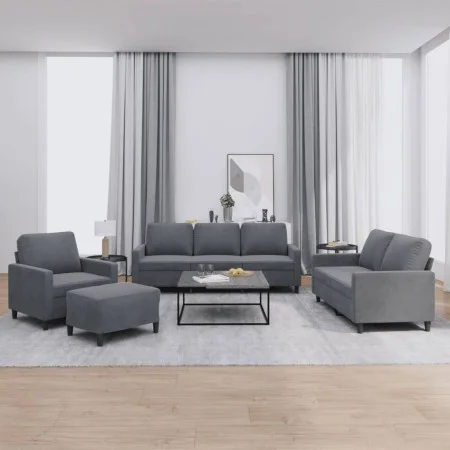 Sofagarnitur mit 4 Stück dunkelgrauen Samtkissen von , Sofas - Ref: Foro24-3201487, Preis: 672,97 €, Rabatt: %