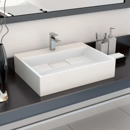 Lavabo 50x38x13 cm resina mineral/mármol blanco de vidaXL, Lavabos - Ref: Foro24-144063, Precio: 128,07 €, Descuento: %