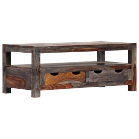 Mesa de centro madera maciza de sheesham gris 100x50x40 cm
