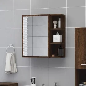 Armario y espejo baño contrachapada roble marrón 62,5x20,5x64cm de , Tocadores de baño - Ref: Foro24-826353, Precio: 67,01 €,...