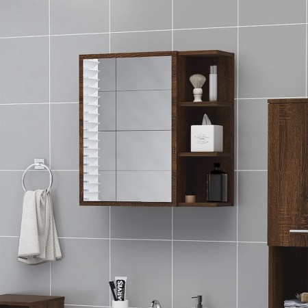 Armario y espejo baño contrachapada roble marrón 62,5x20,5x64cm de , Tocadores de baño - Ref: Foro24-826353, Precio: 68,33 €,...
