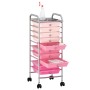Portable storage cart with 10 plastic drawers in pink ombre by , Cargo forklifts - Ref: Foro24-320404, Price: 68,93 €, Discou...