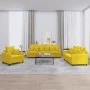Yellow velvet 3-piece sofa set with cushions by , Sofas - Ref: Foro24-3201686, Price: 568,31 €, Discount: %