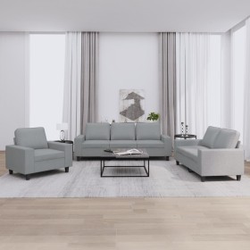 Juego de sofás 3 piezas tela gris claro de , Sofás - Ref: Foro24-3201866, Precio: 711,59 €, Descuento: %