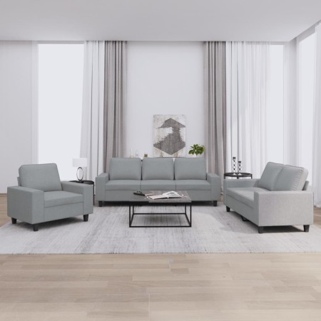 Juego de sofás 3 piezas tela gris claro de , Sofás - Ref: Foro24-3201866, Precio: 711,59 €, Descuento: %