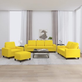 4-piece light yellow fabric sofa set by , Sofas - Ref: Foro24-3201879, Price: 791,98 €, Discount: %
